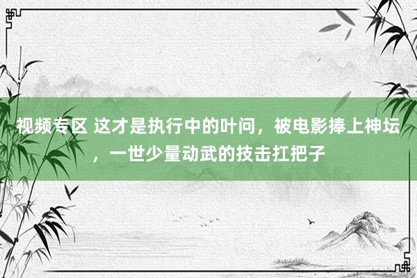 视频专区 这才是执行中的叶问，被电影捧上神坛，一世少量动武的技击扛把子