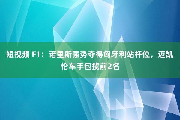 短视频 F1：诺里斯强势夺得匈牙利站杆位，迈凯伦车手包揽前2名