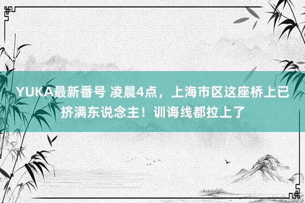 YUKA最新番号 凌晨4点，上海市区这座桥上已挤满东说念主！训诲线都拉上了