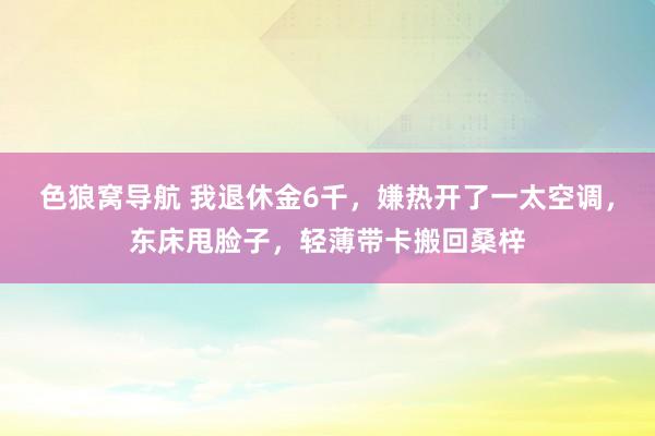 色狼窝导航 我退休金6千，嫌热开了一太空调，东床甩脸子，轻薄带卡搬回桑梓