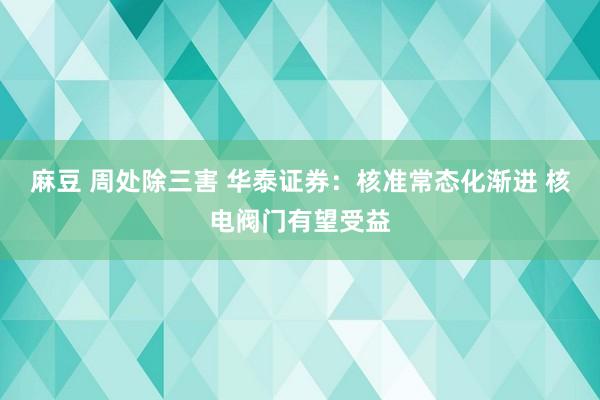 麻豆 周处除三害 华泰证券：核准常态化渐进 核电阀门有望受益