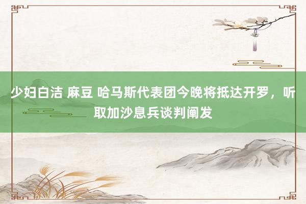 少妇白洁 麻豆 哈马斯代表团今晚将抵达开罗，听取加沙息兵谈判阐发