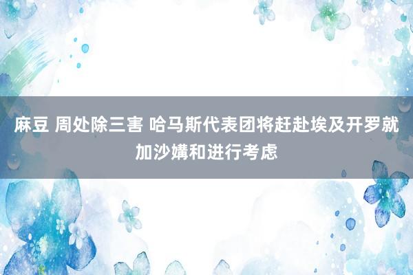 麻豆 周处除三害 哈马斯代表团将赶赴埃及开罗就加沙媾和进行考虑