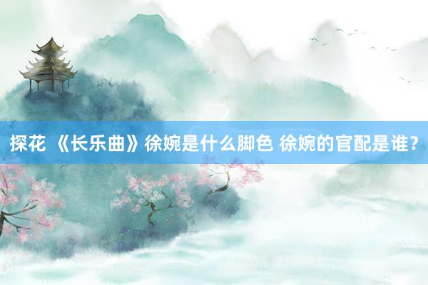 探花 《长乐曲》徐婉是什么脚色 徐婉的官配是谁？