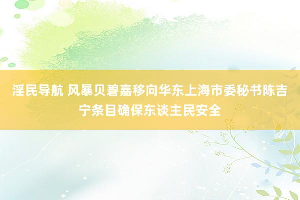 淫民导航 风暴贝碧嘉移向华东　上海市委秘书陈吉宁条目确保东谈主民安全