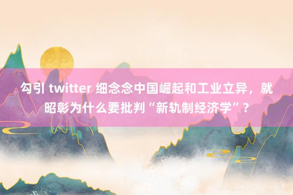 勾引 twitter 细念念中国崛起和工业立异，就昭彰为什么要批判“新轨制经济学”？